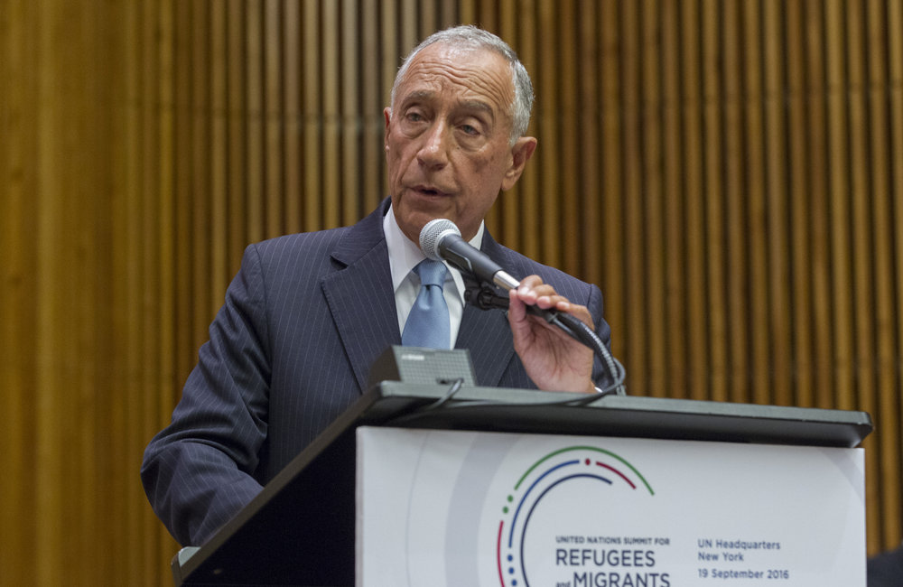 Marcelo Rebelo de Sousa, President of Portugal, addresses the United Nations high-level summit on large movements of refugees and migrants.