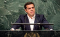 At UN, Greek Prime Minister says economy ‘emerging;’ stresses need for refugee management framework
